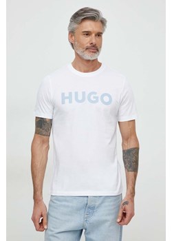 HUGO t-shirt bawełniany męski kolor biały z nadrukiem 50513309 ze sklepu ANSWEAR.com w kategorii T-shirty męskie - zdjęcie 170144134