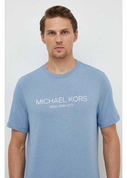 Michael Kors t-shirt bawełniany męski kolor niebieski z nadrukiem ze sklepu ANSWEAR.com w kategorii T-shirty męskie - zdjęcie 170144191