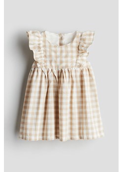H & M - Bawełniana sukienka z falbankami - Beżowy ze sklepu H&M w kategorii Sukienki niemowlęce - zdjęcie 170148202