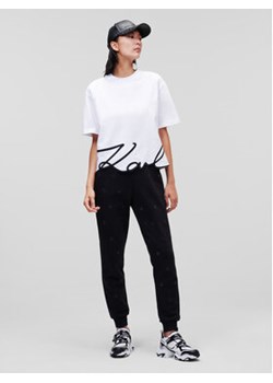 KARL LAGERFELD T-Shirt Signature Hem 226W1703 Biały Relaxed Fit ze sklepu MODIVO w kategorii Bluzki damskie - zdjęcie 170149071