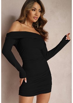 Czarna Sukienka Hiszpanka o Dopasowanym Fasonie z Marszczeniami Catrisa ze sklepu Renee odzież w kategorii Sukienki - zdjęcie 170154302