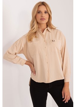 Asymetryczna koszula z kieszeniami beżowa ze sklepu 5.10.15 w kategorii Koszule damskie - zdjęcie 170154511