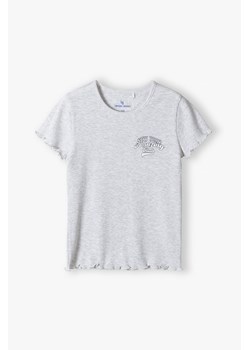 Szary t-shirt dziewczęcy w prążki - New York - Lincoln&Sharks ze sklepu 5.10.15 w kategorii Bluzki dziewczęce - zdjęcie 170154570