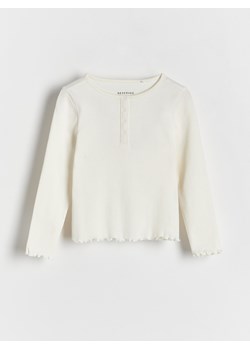 Reserved - Bawełniana bluzka w prążki - złamana biel ze sklepu Reserved w kategorii Bluzki dziewczęce - zdjęcie 170170740