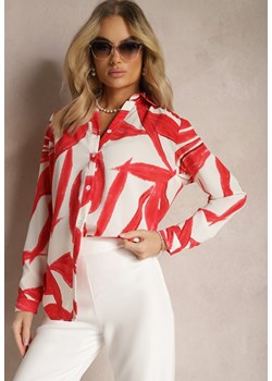 Czerwono-Biała Koszula w Abstrakcyjny Wzór w Akwarelowym Stylu Naanin ze sklepu Renee odzież w kategorii Koszule damskie - zdjęcie 170172820