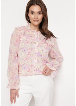 Różowa Koszula z Falbankami na Ramionach i przy Rękawach Eviolla ze sklepu Born2be Odzież w kategorii Koszule damskie - zdjęcie 170174102