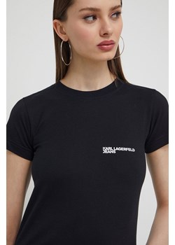 Karl Lagerfeld Jeans t-shirt bawełniany damski kolor czarny ze sklepu ANSWEAR.com w kategorii Bluzki damskie - zdjęcie 170176020