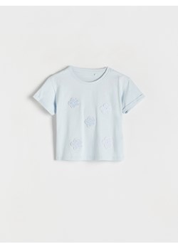 Reserved - T-shirt z aplikacją w kwiaty - jasnoturkusowy ze sklepu Reserved w kategorii Koszulki niemowlęce - zdjęcie 170176210