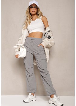Szare Spodnie Joggery z Szerokimi Kieszeniami Cargo Siringa ze sklepu Renee odzież w kategorii Spodnie damskie - zdjęcie 170182784