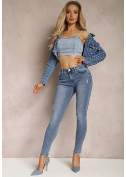 Niebieskie Jeansy Skinny z Drobnymi Przetarciami z Elastycznej Bawełny Panetis ze sklepu Renee odzież w kategorii Jeansy damskie - zdjęcie 170182841