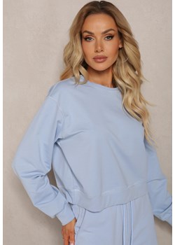 Jasnoniebieska Oversize Bluza z Bawełny o Krótkim Fasonie Sibolla ze sklepu Renee odzież w kategorii Bluzy damskie - zdjęcie 170183101