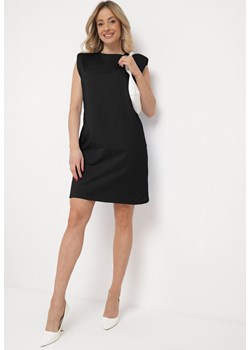 Czarna Sukienka Pudełkowa z Podkreślonymi Ramionami Mimossa ze sklepu Born2be Odzież w kategorii Sukienki - zdjęcie 170184224