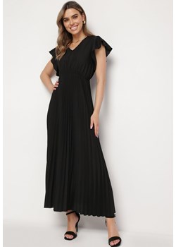 Czarna Plisowana Sukienka Maxi Rozkloszowana z Luźnymi Rękawkami Serahpine ze sklepu Born2be Odzież w kategorii Sukienki - zdjęcie 170184261