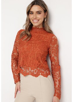 Pomarańczowa Bluzka Koronkowa Juvonen ze sklepu Born2be Odzież w kategorii Bluzki damskie - zdjęcie 170184422