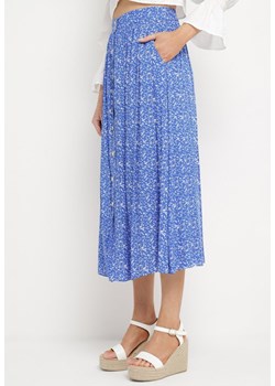 Niebieska Wiskozowa Spódnica Maxi w Kwiatowy Print Rozkloszowana Verdandi ze sklepu Born2be Odzież w kategorii Spódnice - zdjęcie 170184451