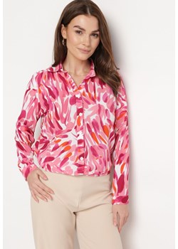 Różowa Koszula Ozdobiona Abstrakcyjnym Printem Sivello ze sklepu Born2be Odzież w kategorii Koszule damskie - zdjęcie 170184600