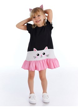 Denokids Sukienka &quot;Cat&quot; w kolorze czarno-biało-jasnoróżowym ze sklepu Limango Polska w kategorii Sukienki dziewczęce - zdjęcie 170185013