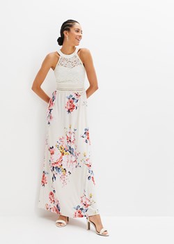 Długa sukienka  z kwiatowym nadrukiem i koronką ze sklepu bonprix w kategorii Sukienki - zdjęcie 170203551