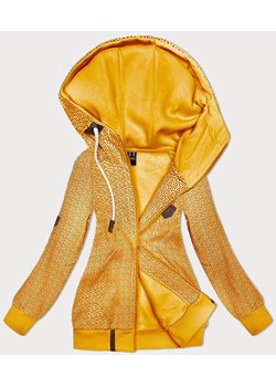 Rozpinana bluza z kapturem w drobne serduszka ciemny żółty (2316) ze sklepu goodlookin.pl w kategorii Bluzy damskie - zdjęcie 170206093