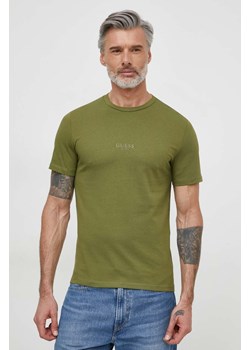 Guess t-shirt bawełniany AIDY kolor zielony z aplikacją M2YI72 I3Z14 ze sklepu ANSWEAR.com w kategorii T-shirty męskie - zdjęcie 170206193