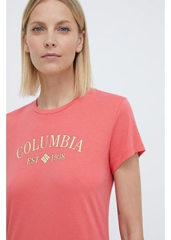 Columbia t-shirt Trek damski kolor czerwony 1992134 ze sklepu ANSWEAR.com w kategorii Bluzki damskie - zdjęcie 170206260