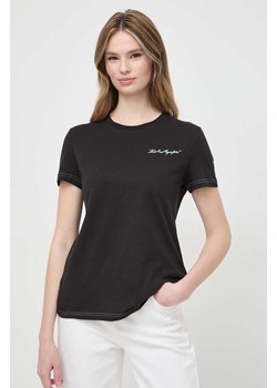 Karl Lagerfeld t-shirt bawełniany damski kolor czarny ze sklepu ANSWEAR.com w kategorii Bluzki damskie - zdjęcie 170206582
