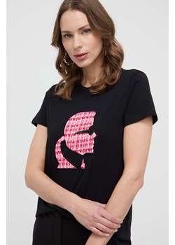 Karl Lagerfeld t-shirt bawełniany damski kolor czarny ze sklepu ANSWEAR.com w kategorii Bluzki damskie - zdjęcie 170206601