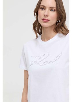 Karl Lagerfeld t-shirt bawełniany damski kolor biały ze sklepu ANSWEAR.com w kategorii Bluzki damskie - zdjęcie 170206610