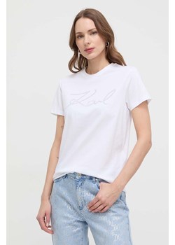 Karl Lagerfeld t-shirt bawełniany damski kolor biały ze sklepu ANSWEAR.com w kategorii Bluzki damskie - zdjęcie 170206611