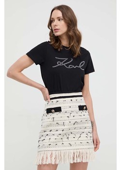 Karl Lagerfeld t-shirt bawełniany damski kolor czarny ze sklepu ANSWEAR.com w kategorii Bluzki damskie - zdjęcie 170206614