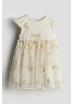 H & M - Sukienka z haftowanego tiulu - Beżowy ze sklepu H&M w kategorii Sukienki dziewczęce - zdjęcie 170209634