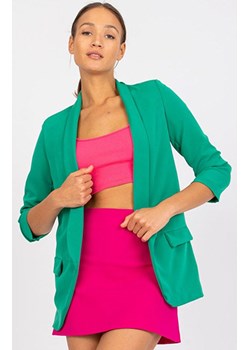 Marynarka damska z marszczonymi rękawami zielona DHJ-MA-7684.15P, Kolor zielony, Rozmiar 2XL, ITALY MODA ze sklepu Primodo w kategorii Marynarki damskie - zdjęcie 170213163
