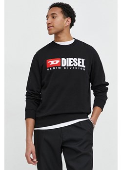 Diesel bluza bawełniana S-GINN-DIV męska kolor czarny z aplikacją ze sklepu ANSWEAR.com w kategorii Bluzy męskie - zdjęcie 170215550