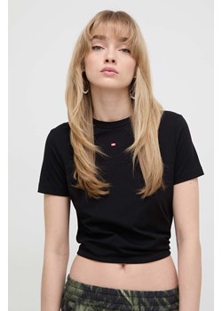 Diesel t-shirt bawełniany damski kolor czarny ze sklepu ANSWEAR.com w kategorii Bluzki damskie - zdjęcie 170215814