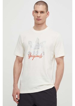 adidas Originals t-shirt bawełniany męski kolor beżowy z nadrukiem IS2910 ze sklepu ANSWEAR.com w kategorii T-shirty męskie - zdjęcie 170215941
