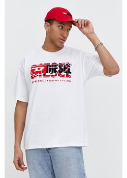 Diesel t-shirt bawełniany męski kolor biały z nadrukiem ze sklepu ANSWEAR.com w kategorii T-shirty męskie - zdjęcie 170215971