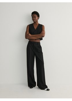 Reserved - Szerokie spodnie z metalizowaną nitką - czarny ze sklepu Reserved w kategorii Spodnie damskie - zdjęcie 170221281