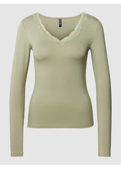 Bluzka z długim rękawem i obszyciem z koronki model ‘BARBERA’ ze sklepu Peek&Cloppenburg  w kategorii Bluzki damskie - zdjęcie 170222000