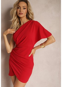 Czerwona Dopasowana Sukienka na Jedno Ramię o Asymetrycznym Fasonie Isolama ze sklepu Renee odzież w kategorii Sukienki - zdjęcie 170222313