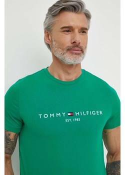 Tommy Hilfiger t-shirt bawełniany męski kolor zielony z aplikacją MW0MW11797 ze sklepu ANSWEAR.com w kategorii T-shirty męskie - zdjęcie 170222514