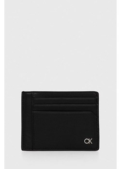 Calvin Klein etui na karty skórzane kolor czarny ze sklepu ANSWEAR.com w kategorii Portfele męskie - zdjęcie 170222912