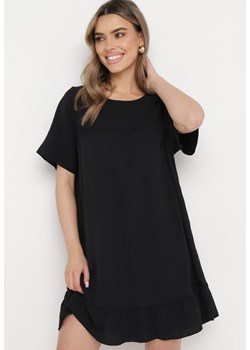 Czarna Sukienka z Falbanką o Rozkloszowanym Fasonie Mini Kerminna ze sklepu Born2be Odzież w kategorii Sukienki - zdjęcie 170223884