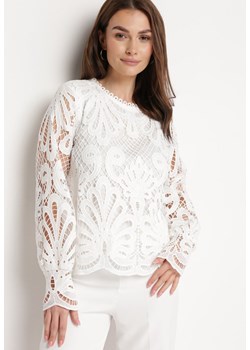 Biała Bluzka z Ażurowej Koronki w Stylu Retro Acurma ze sklepu Born2be Odzież w kategorii Bluzki damskie - zdjęcie 170224352