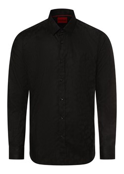 HUGO Koszula męska - Elisha02 Mężczyźni Super Slim Fit Bawełna czarny wzorzysty ze sklepu vangraaf w kategorii Koszule męskie - zdjęcie 170230391