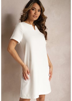 Biała Trapezowa Sukienka Mini z Krótkim Rękawem i Kieszeniami Vrea ze sklepu Renee odzież w kategorii Sukienki - zdjęcie 170231634