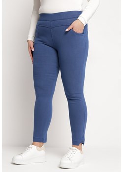 Niebieskie Dopasowane Spodnie Jegginsy z Gumką w Pasie Zenzira ze sklepu Born2be Odzież w kategorii Spodnie damskie - zdjęcie 170232830