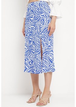 Niebieska Wiskozowa Spódnica Rozkloszowana Midi z Rozcięciem Eanonitte ze sklepu Born2be Odzież w kategorii Spódnice - zdjęcie 170232880