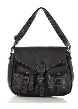 Kultowa torba skórzana z kieszeniami na szerszym pasku - MARCO MAZZINI czarna ze sklepu Verostilo w kategorii Torby Shopper bag - zdjęcie 170238401