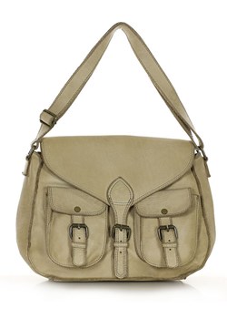 Kultowa torba skórzana z kieszeniami na szerszym pasku - MARCO MAZZINI beżowa ze sklepu Verostilo w kategorii Torby Shopper bag - zdjęcie 170238440