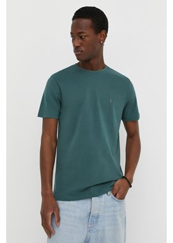 AllSaints t-shirt bawełniany kolor zielony gładki ze sklepu ANSWEAR.com w kategorii T-shirty męskie - zdjęcie 170238543